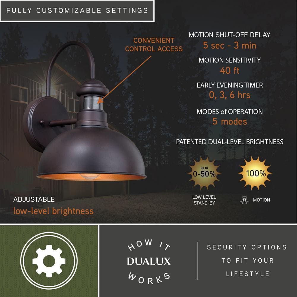 Franklin Bronze Dimmable Motion Sensor Outdoor Wall Light