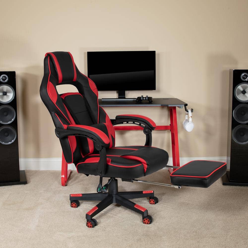 X40 Faux Leather Swivel Ergonomic Gaming Chair in Red with Adjustable Arms