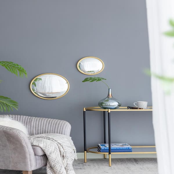 Unbranded 1.2 in. W x 10.4 in. H Gold Round Mirror, with Iron Frame for Living Room, Bedroom, Bathroom, Entryway Hallway