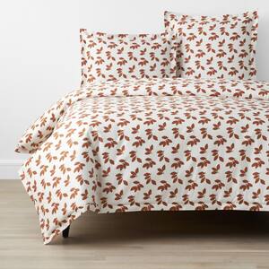 The Company Store Company Cotton Alexandria Wrinkle-Free Leaf Orange Queen Sateen Duvet Cover