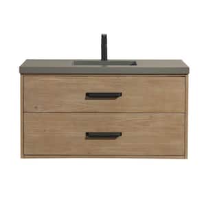 Kane 42 in. W x 20.5 in. D x 22 in H Single Bath Vanity in Weathered Fir with Concrete Top in Gray with Gray Basin