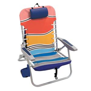 Wavy Stripes Aluminum 4 Position Lace Up Folding Beach Chair