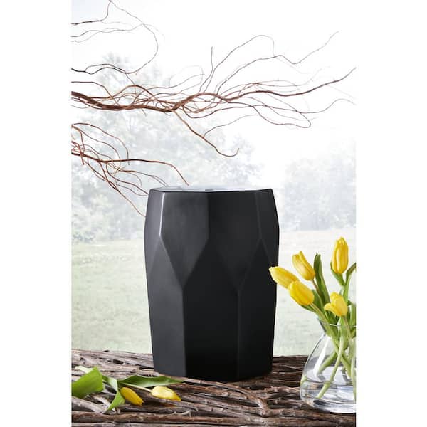 Rhysworth 18.25 in. Black Backless Ceramic Non-Upholstered Stool