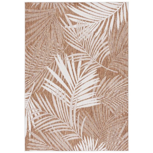 Beach House Brown/Ivory 9 ft. x 12 ft. Oversized Floral Indoor/Outdoor Area Rug