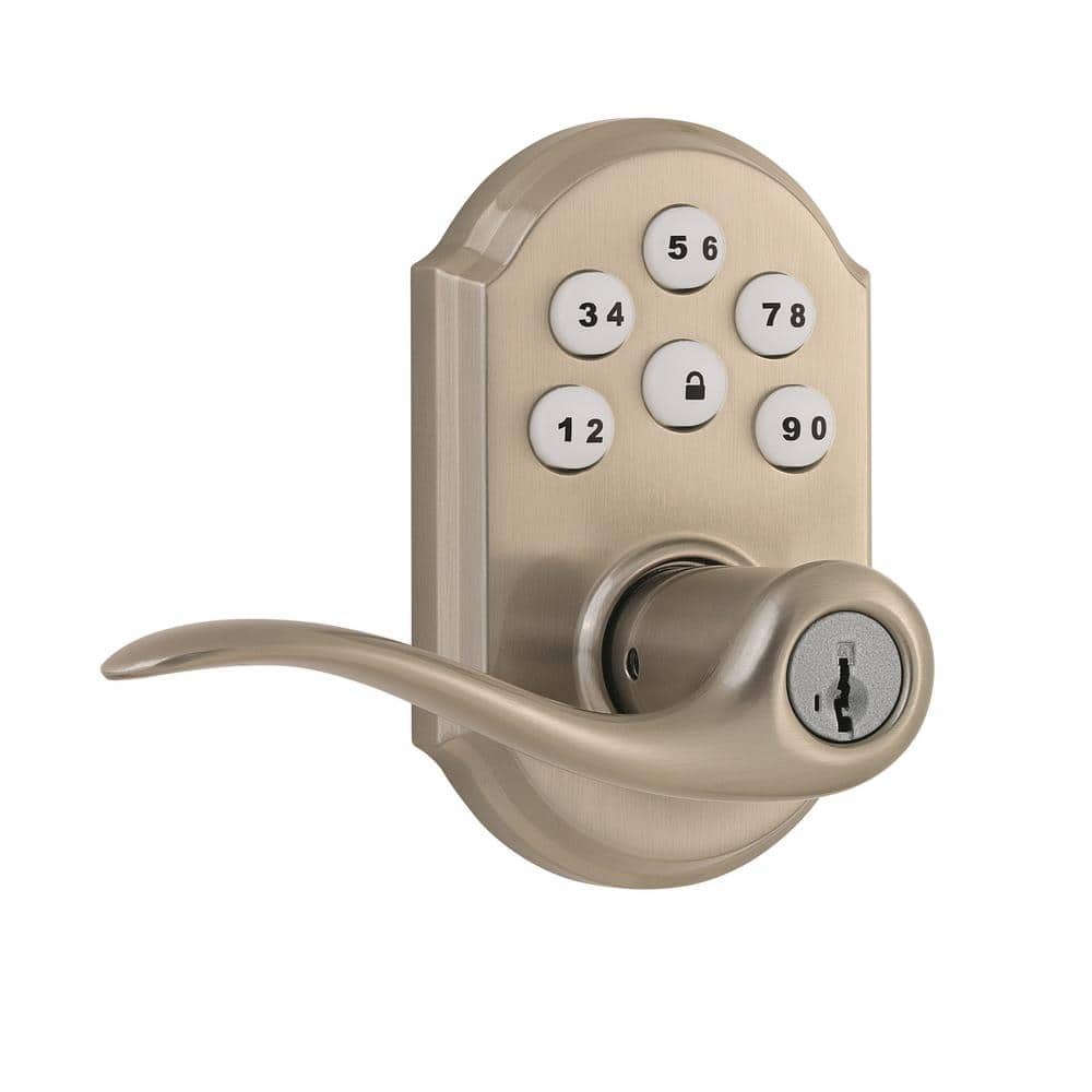 Kwikset Z-Wave SmartCode Lifetime Satin Nickel Keypad Electronic Tustin  Door Lever Featuring SmartKey Security 912TNLZW50015RC The Home Depot