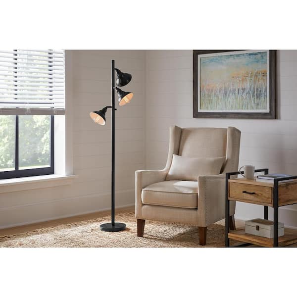 Hampton Bay Selsdon 65 in. Black Tree Floor Lamp