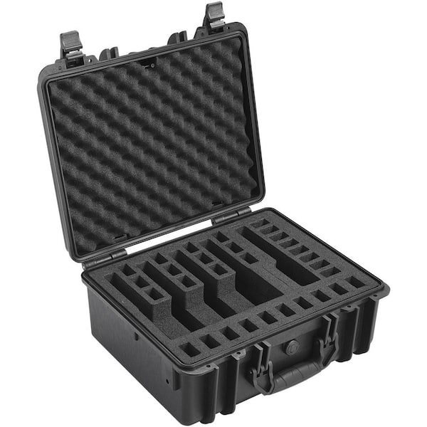 Hard Pistol Cases, 18.7 in. Black Backpack, Waterproof and Dustproof Hard Gun Case for 5-Pistol, Lockable Pistol Case