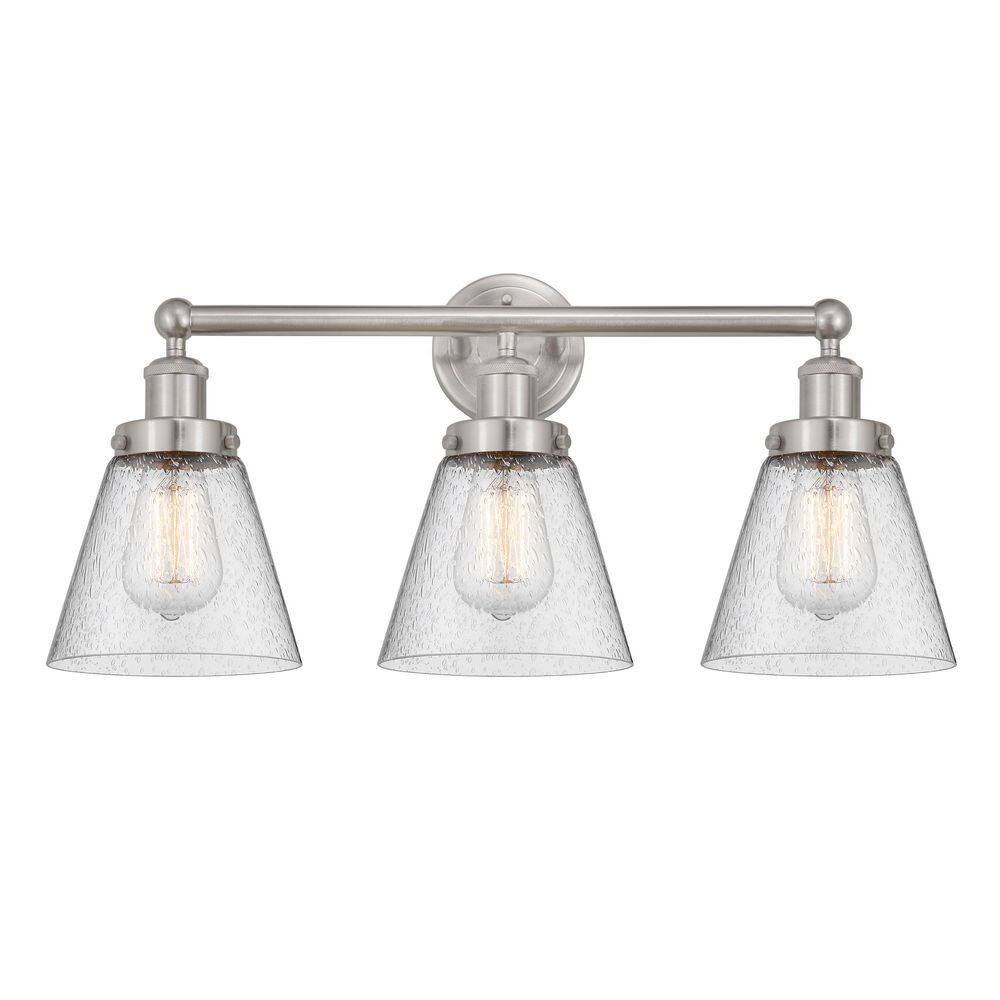 Cone 24.5 in. 3-Light Brushed Satin Nickel Vanity Light with Glass Shade price history on PriceWatchPro