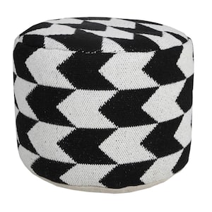 Amelia Black Cotton Round Accent Ottoman