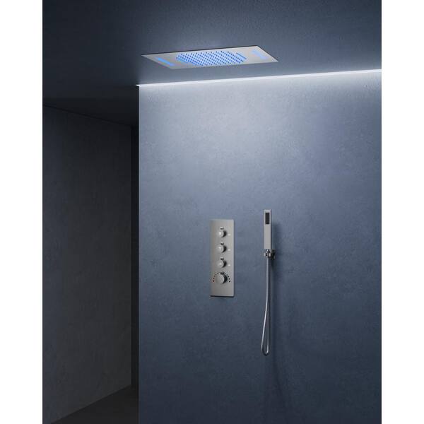 Everstein In L X In W Spray Patterns Led Waterfall Dual Ceiling Mount And Handheld