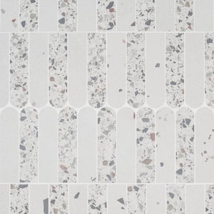 Bryant Fin Ice White 7.87 in. x 15.74 in. Matte Porcelain Stone Look Mosaic Floor and Wall Tile (0.86 Sq. Ft./Each)