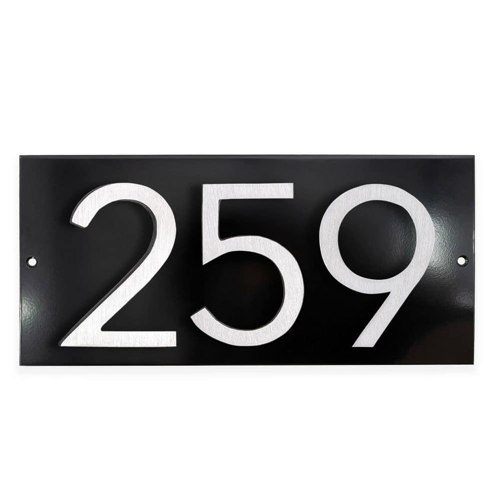 "Horizontal Floating Modern Address Plaque (4"" Numbers-3 Characters)-Black/Brushed Aluminum" price history on PriceWatchPro
