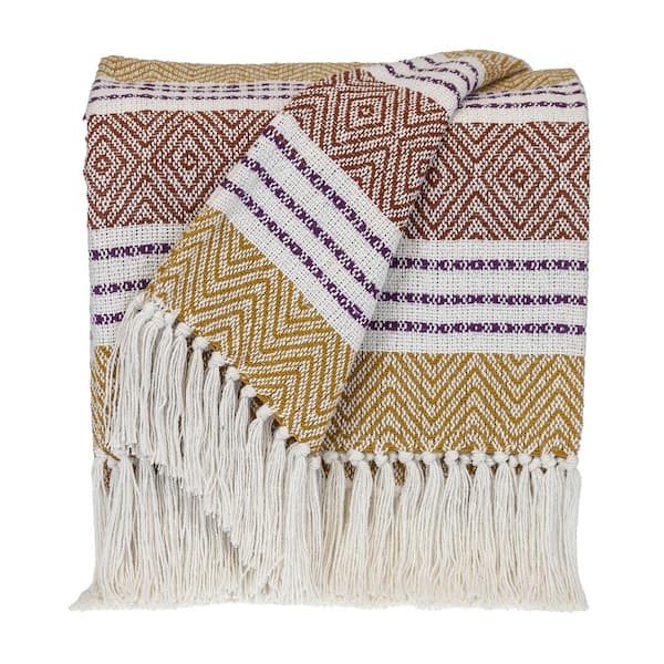 Transitional Stripes Mustard Rectangle 50 in. x 60 in. Throw Blanket