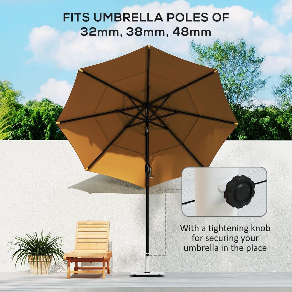 White Metal Square Patio Umbrella Base with Adjustable Pads