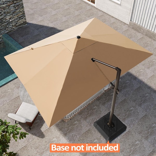 Pellebant 13 ft. x 10 ft. Rectangular Aluminum Heavy-Duty 360° Rotation Cantilever Patio Umbrella in Tan