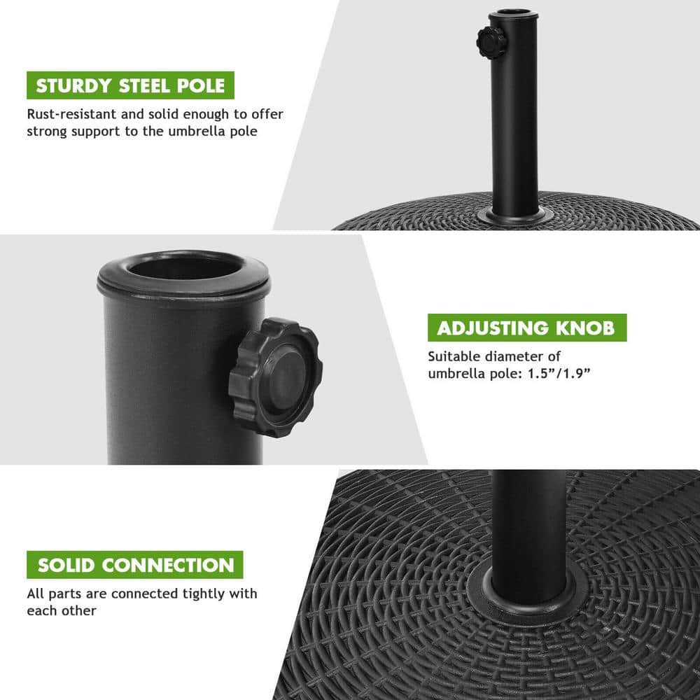49 lbs Black Resin and Steel Patio Umbrella Base Stand