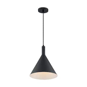 Lightcap 100-Watt 1-Light Matte Black Cone Pendant Light with Metal Shade and No Bulbs Included