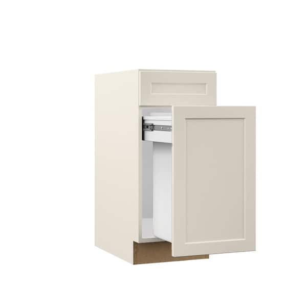 Hampton Bay Designer Series Melvern 15 in. W x 24 in. D x 34.5 in. H Assembled Shaker Single Trash Can Kitchen Cabinet in Cloud