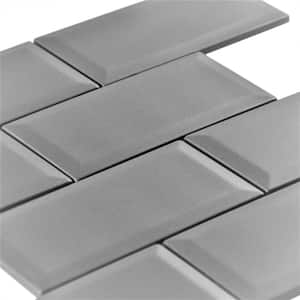 Subway Pewter 3 in. x 6 in. Beveled 12 in. x 12 in. x 6mm Mesh-Mounted Resin Metal Mosaic Tile (5 sq. ft./Case)
