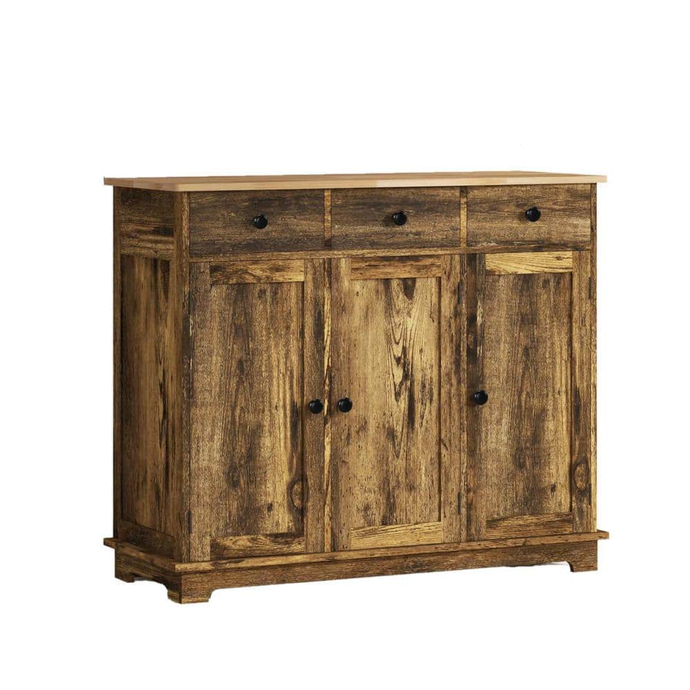 COWLOWN Brown Wood Pantry Organizer, Modern Kitchen Storage