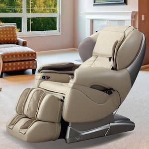 Pro 8500 Series Tan Faux Leather Reclining 2D Massage Chair with Zero Gravity, Foot and Calf Massage, Heated Seat