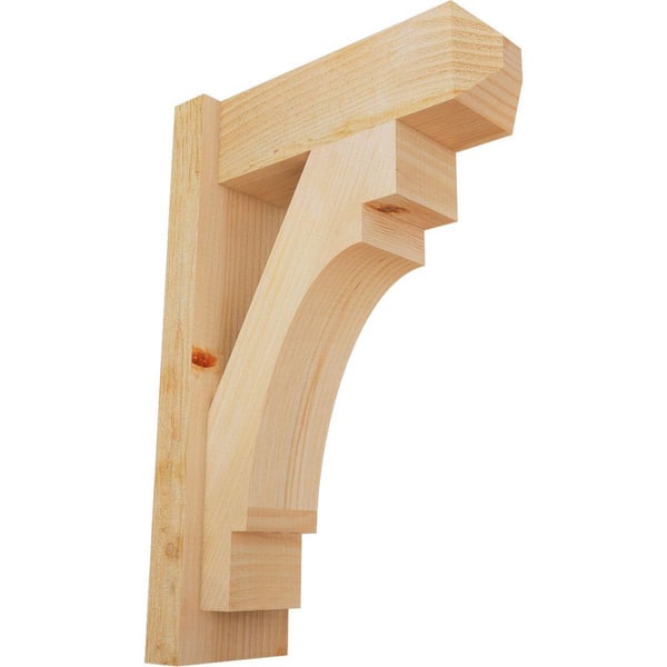 Ekena Millwork 6 in. x 24 in. x 16 in. Douglas Fir Merced Craftsman Rough Sawn Outlooker