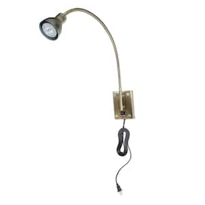 30.38 in. H 1-Light Antique Bronze Gooseneck Wall Sconce with LED Bulb