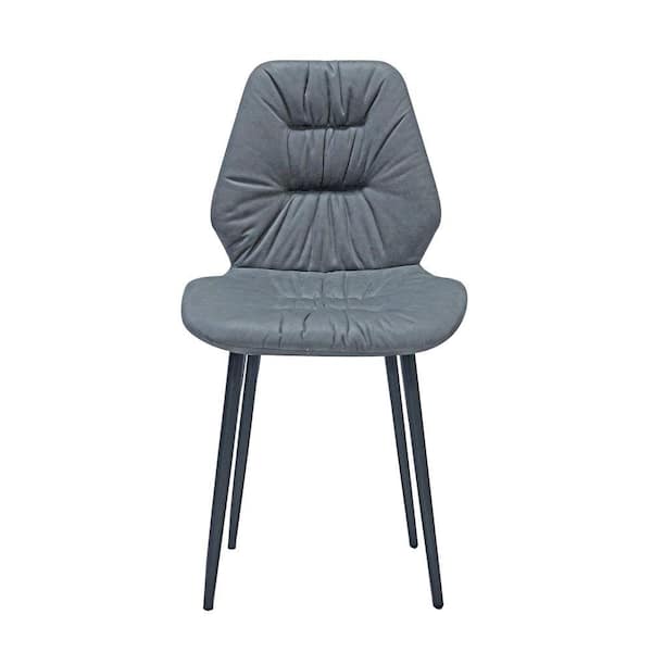Benjara Gray and Black Microfiber Fabric Tufted Back Dining Chair (Set of 4)