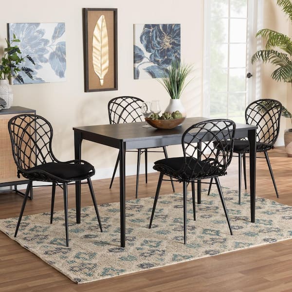 Baxton Studio Sabelle 5 Piece Black Dining Set 2341282013281HD