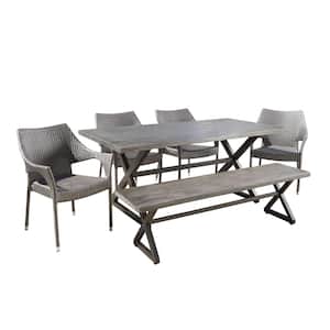 Isola Grey 6-Piece Faux Rattan Outdoor Dining Set