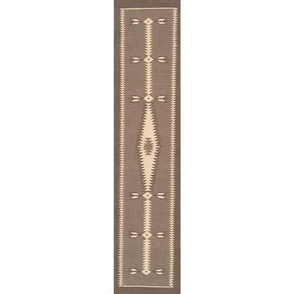 Tuscany Mocha/Ivory 2.07 ft. x 12 ft. Geomatric Area Rug