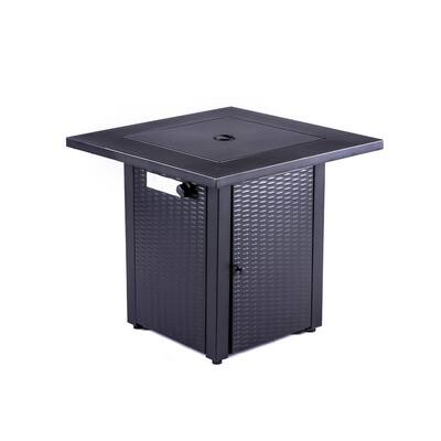 Hampton Bay 28 In Square Steel Gas Fire Pit With Burner And Table Lid Wellfp5010 The Home Depot