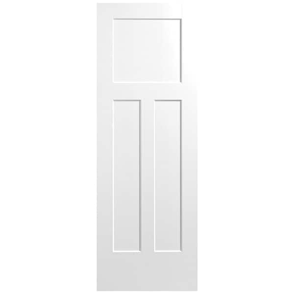 Masonite 28 in. x 80 in. 3-Panel Winslow Single Bore Hollow Core Primed Molded Composite Interior Door Slab