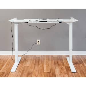 White Electric Height Adjustable Desk Frame w/Dual Motor, Tabletop Not Included, 50 Inch Max Height