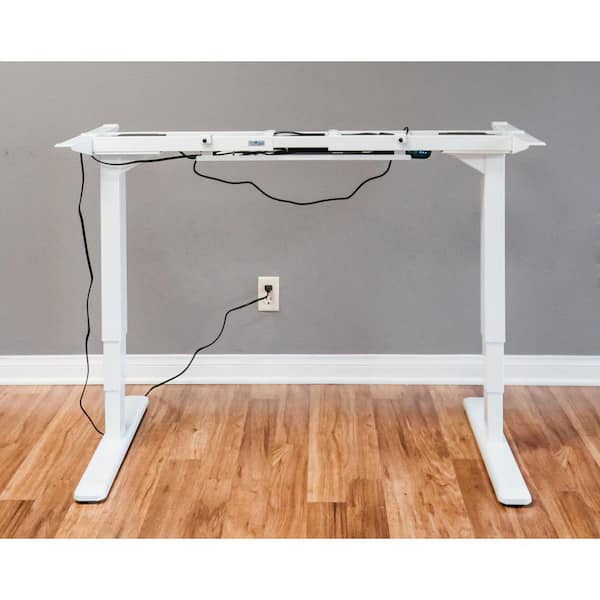 Ergomax White Electric Height Adjustable Desk Frame W Dual Motor Tabletop Not Included 50 Inch Max Height Abc592wt The Home Depot