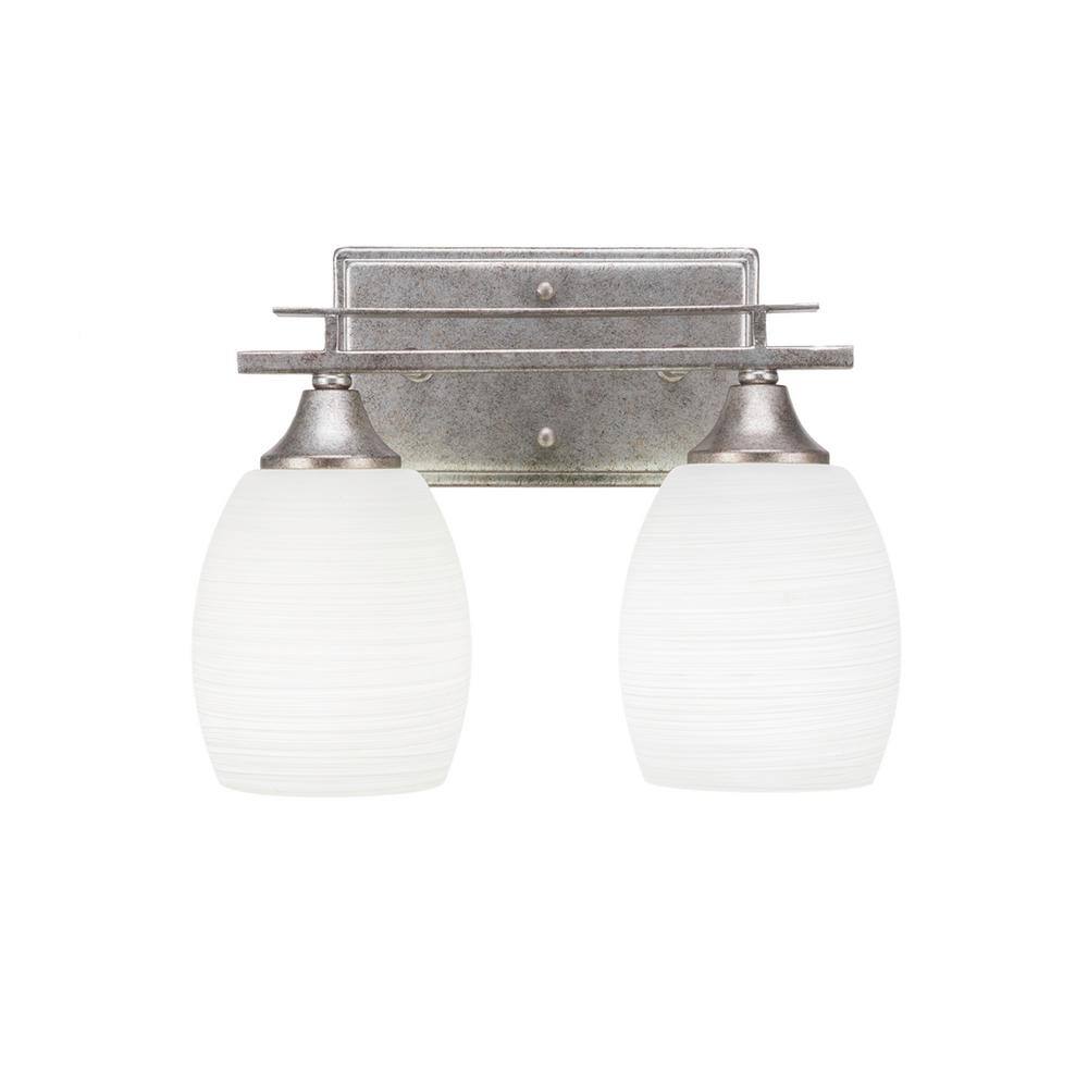 Ontario 12 in. 2-Light Aged Silver Vanity Light