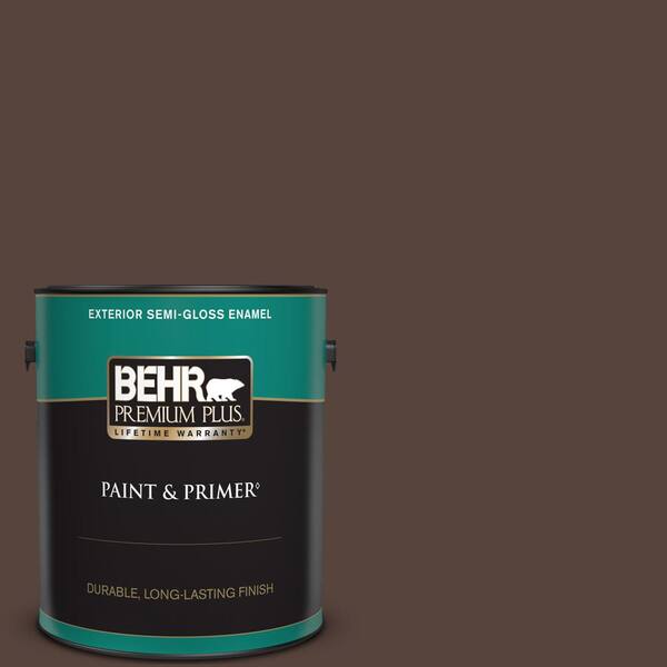 BEHR PREMIUM PLUS 1 gal. #BXC-78 Cordovan Leather Semi-Gloss Enamel Exterior Paint & Primer