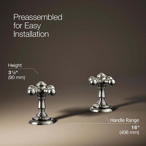KOHLER Artifacts Bathroom Sink Cross Handles in Vibrant Polished Nickel