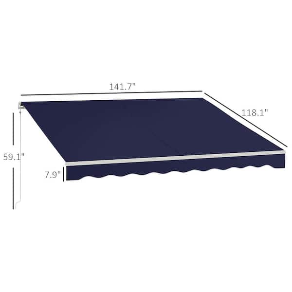 Outsunny 10 ft. x 12 ft. Dark Blue Rectangle Retractable
