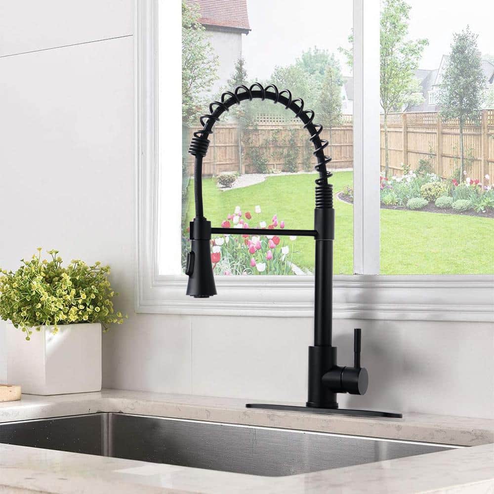 Single Handle Pull Down Sprayer Kitchen Faucet, Stainless Steel, Commercial