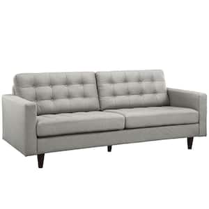 Empress 84.5 in. Light Gray Polyester 4-Seater Tuxedo Sofa with Square Arms