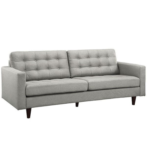 MODWAY Empress 84.5 in. Light Gray Polyester 4-Seater Tuxedo Sofa with ...