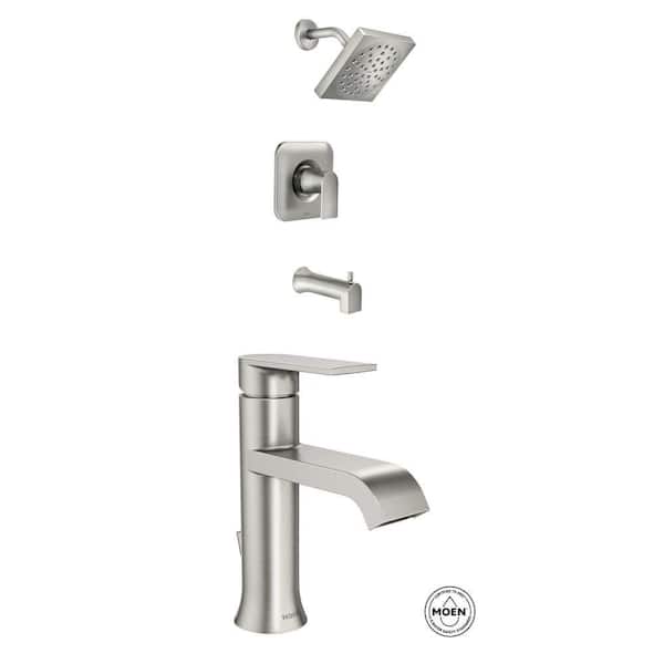 Genta Brushed Nickel Bathroom & Tub/Shower Faucet Combo (Valve Included)