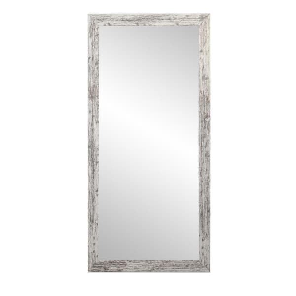 BrandtWorks Medium Distressed White/Gray Farmhouse Rustic Mirror (32 in. H X 66 in. W)