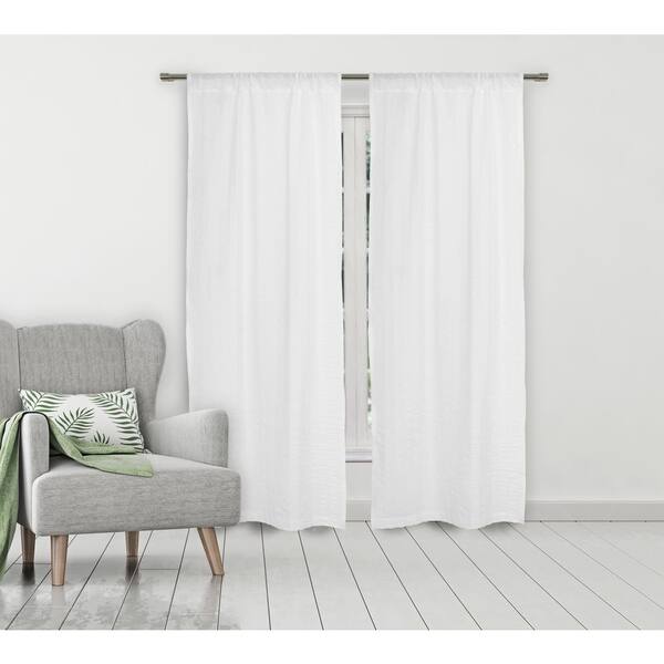 Kensie White Solid Rod Pocket Room Darkening Curtain - 40 in. W x 84 in. L (Set of 2)