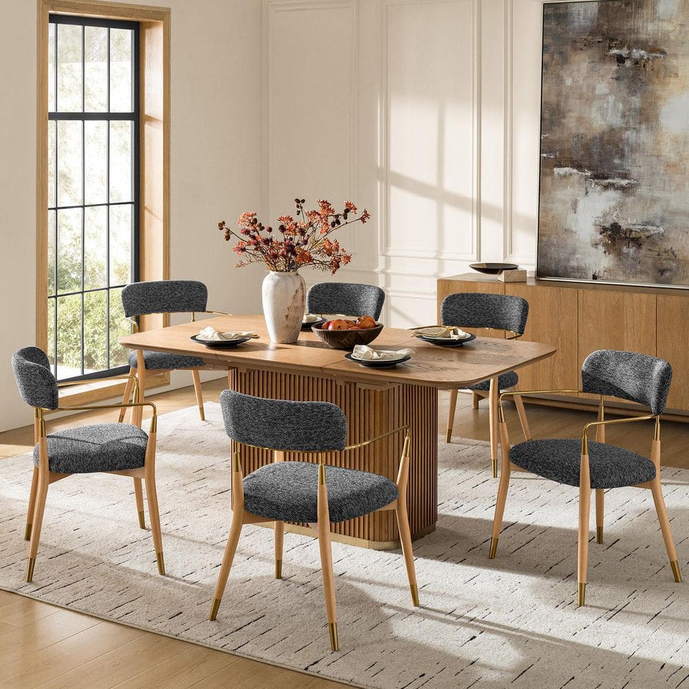 Augusto Dark Grey Modern Polyester Dinning with Solid Wood Legs Chair Set of 6 price history on PriceWatchPro