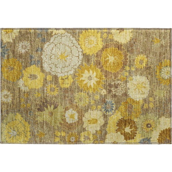 Mayfield Premium Machine Washable Abstract AMF2294 Mocha 2 ft. x 3 ft. Accent Rug