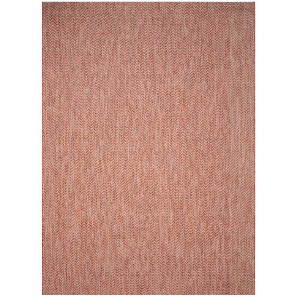 Reversible Courtyard Red & Beige Flat Woven Synthetic Area Rug - 8' x 11'