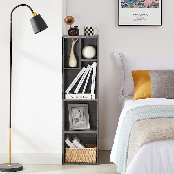 VECELO Simple Home 5-Tier 9.5 In.W Gray Adjustable Shelf Bookcase
