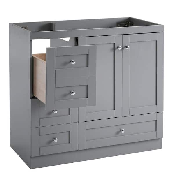 うぃ様 Virubi 35 in. Freestanding Bath Vanity Cabinet without Top in Gray